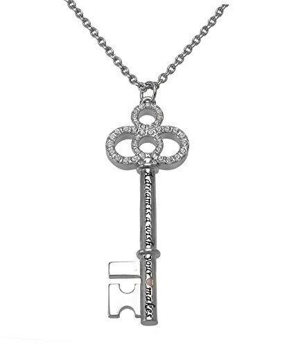 Disney Couture Cinderella Key Pendant Necklace – White Gold Plated