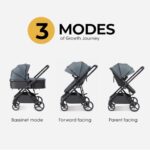 newyoo Baby Bassinet Stroller, Convertible Infant Strollers w Reversible Seat & Cup Holder, 2-in-1 Rear-Facing Pram from Newborn to Toddler, One-Hand Easy Fold, Coches para Bebes, Revo C10, Grey