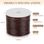 Anezus Leather Cord, Round Leather String, Retro Brown Leather Lace, Leather Rope Cord Leather Twine for Bracelets, Necklaces, Jewelry Making and Crafts