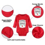 YSCULBUTOL Baby Twins Bodysuit Yummz Tomato Ketchup Mustard Red Yellow Twins Set Boys Girls Twins Baby Outfits (KM 12M Long)