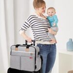 Skip Hop Diaper Bag: Iconic Duo Weekender, Extra Large Capacity with Changing Pad & Stroller Attachment, Grey Melange