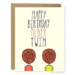 Twin Birthday Card, Happy Birthday Older Twin, Partially Customizable Greeting Card