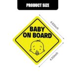 Crynod 2 PCS Car Baby Sticker, 4.9″ Baby ON Board Diamond-Shaped Waterproof Single-Sided See-Through Sticker, Detachable Anti-Fade Safety Warning Badge, Universal Self-Adhesive Decal (Yellow #07)