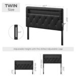 GREENSTELL Headboard for Twin Size Bed with 60,000 DIY color of LED Light, USB & Type C Post, Attach Frame, Height Adjustable, Black Wall Mounted Head Boards Only, Sturdy & Stable, Comfortable, Twin