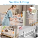 BABY JOY Bed Rail for Toddlers, 59″ Vertical Lifting Extra Long Infants Safety Bed Side Rails with Double Lock, Foldable Baby Bed Rail Guard for Twin Double Full Size Queen King Bed Mattress (Gray)