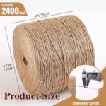 XSEINO 2400 Feet Natural Jute Twine Strong Garden Twine Rope for Arts Crafts Gift Wrapping Gardening Tomato Climbing Plant Tie Floristry Packing Decor